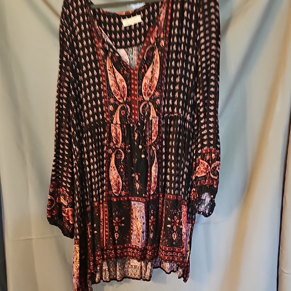 Bohemian Black and Red Women's Top